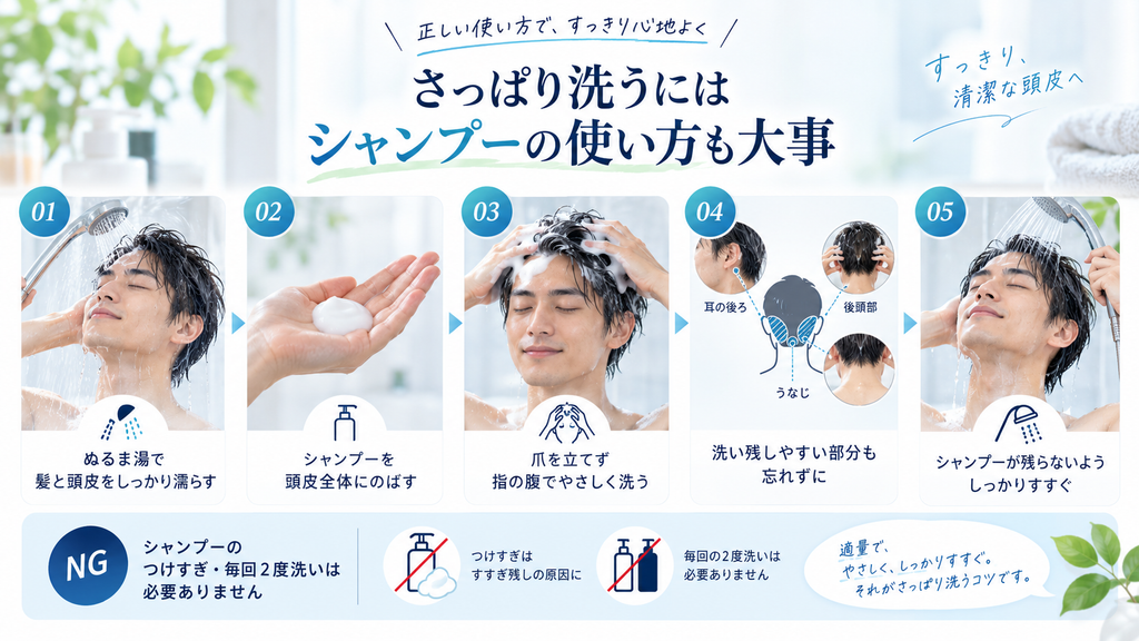 さっぱり洗うためのシャンプーの使い方